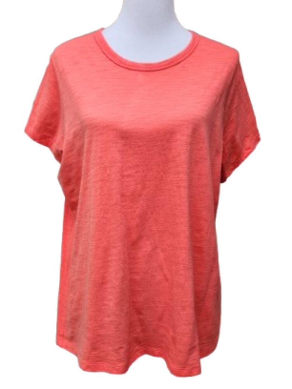 Time & Tru Plus Coral Short Sleeve T-Shirt Crewneck Cotton Blend Solid